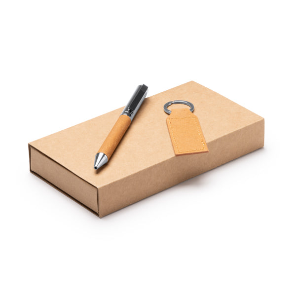 🖊️ Set de Bolígrafo y Llavero en Piel Reciclada-FEZ