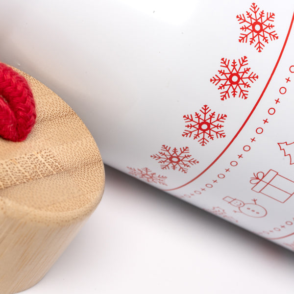 🎄 Termo Navideño en Acero Inoxidable con Tapa de Bambú – 500 ml