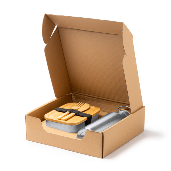 🍱 Set de Fiambrera y Bidón en Acero Inoxidable con Detalles en Bambú-BAGNER