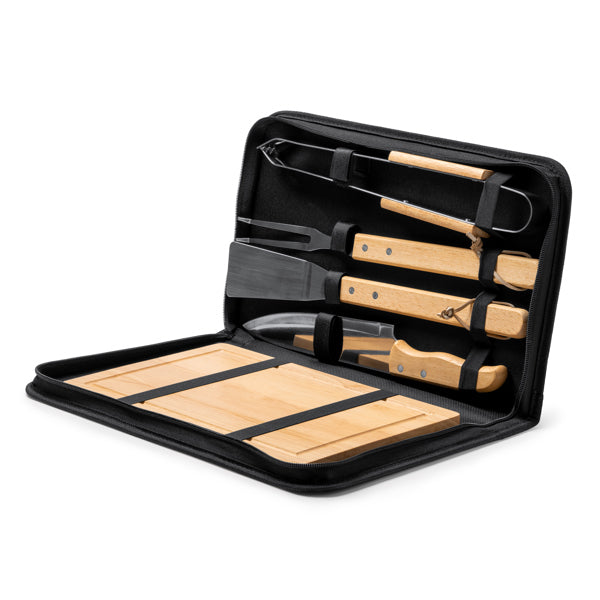 🔥 Set de Barbacoa con Accesorios de Acero Inoxidable y Madera