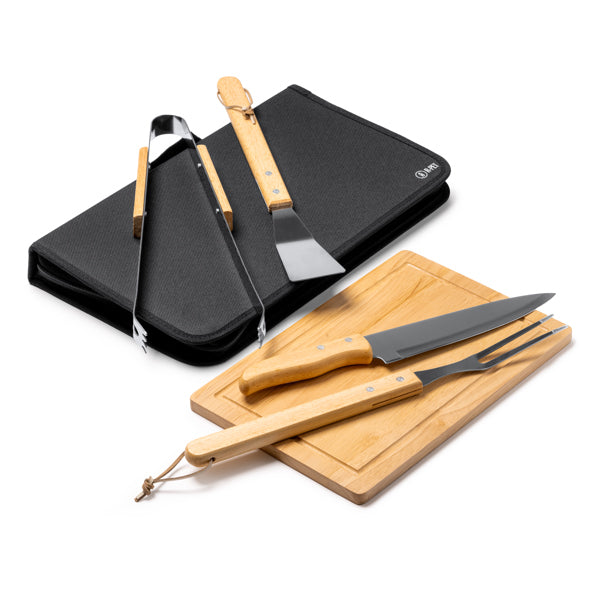 🔥 Set de Barbacoa con Accesorios de Acero Inoxidable y Madera