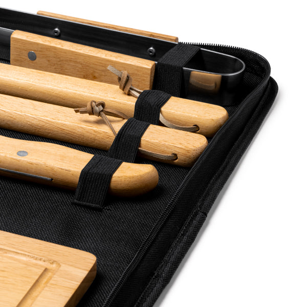 🔥 Set de Barbacoa con Accesorios de Acero Inoxidable y Madera