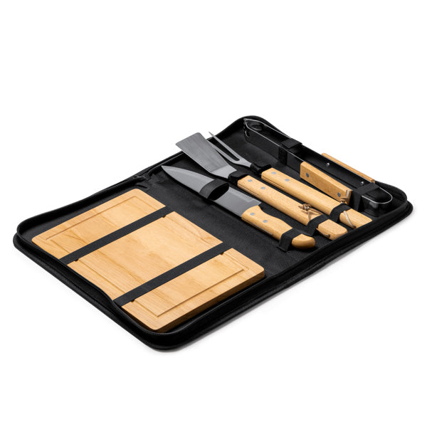 🔥 Set de Barbacoa con Accesorios de Acero Inoxidable y Madera