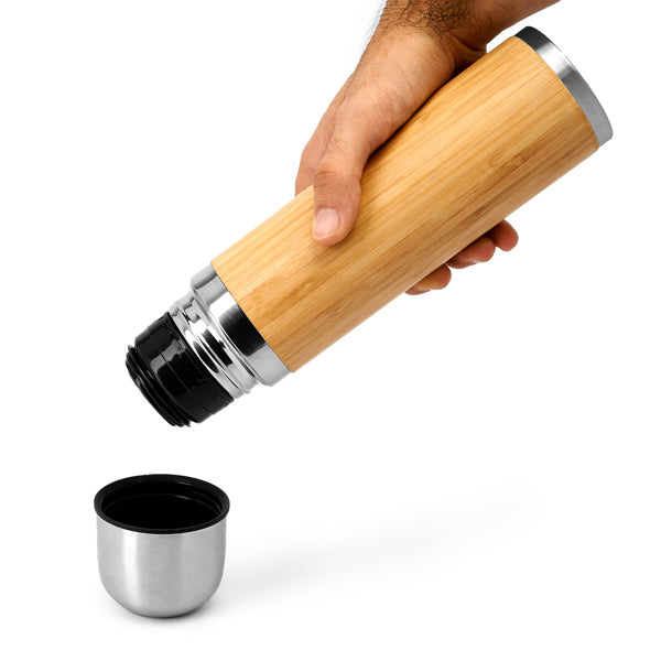🥤 Termo de Acero Inoxidable con Recubrimiento de Bambú – 420 ml ✨ FENGI