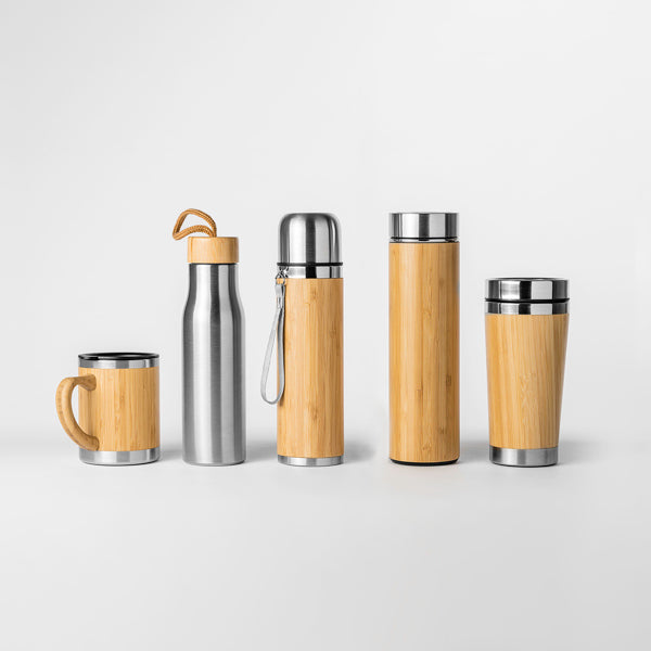 🥤 Termo de Acero Inoxidable con Recubrimiento de Bambú – 420 ml ✨ FENGI