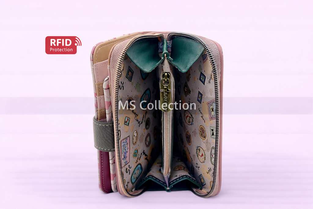 Cartera artística con cremallera y protección RFID C-061