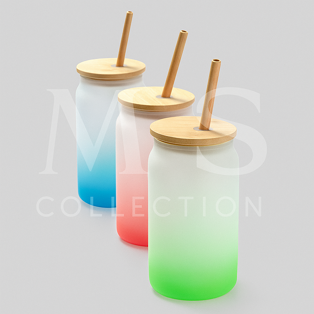 Vaso de Cristal Borosilicato con Efecto Hielo y Tapón de Bambú