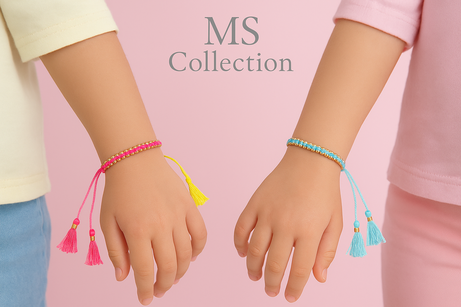 Pulseras Infantiles con Cuentas Doradas y Hilo de Colores *ES 201*