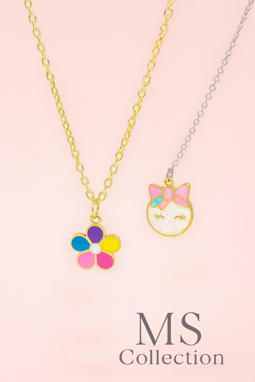 Collares de niña en acero inoxidable – Diseños divertidos y coloridos * ES1215*