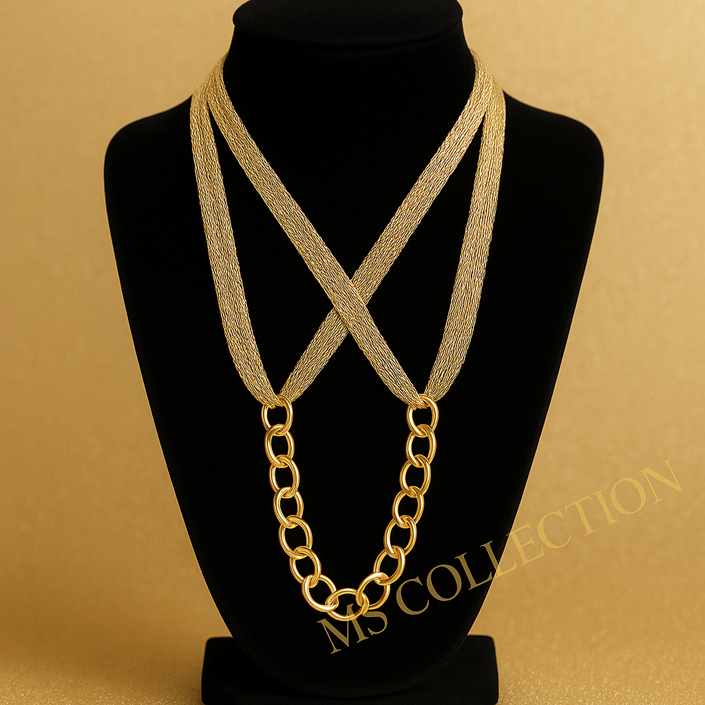 Collar Dorado con Cadena Multihilos y Eslabones Tipo Arandela