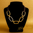 Collar Cadena Dorada con Eslabón Plateado