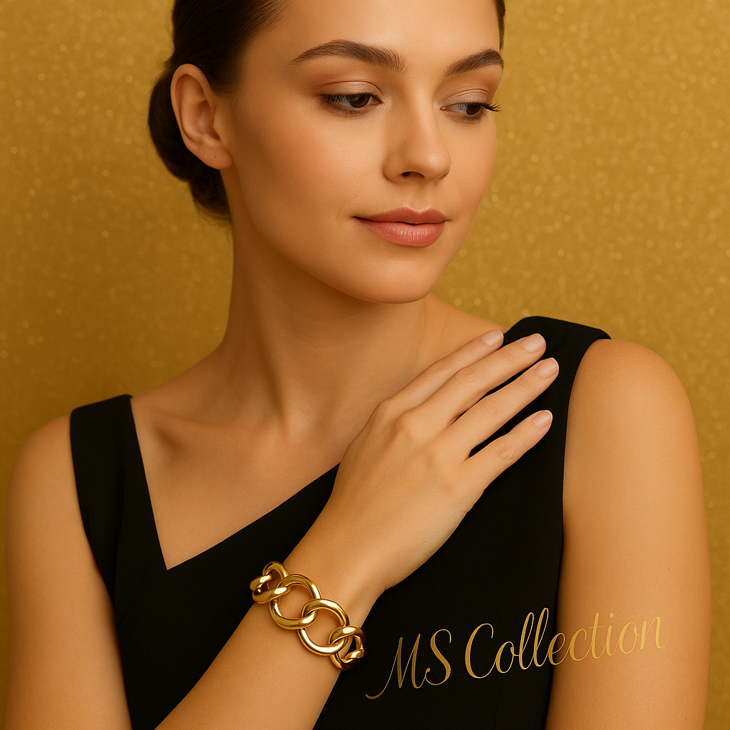 Pulsera de Cadena Dorada Circular de Zamak