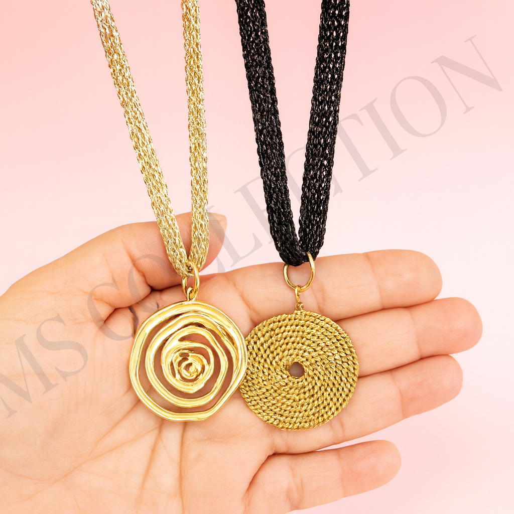 Collares de tela de malla metalizada hechos a mano👑📿