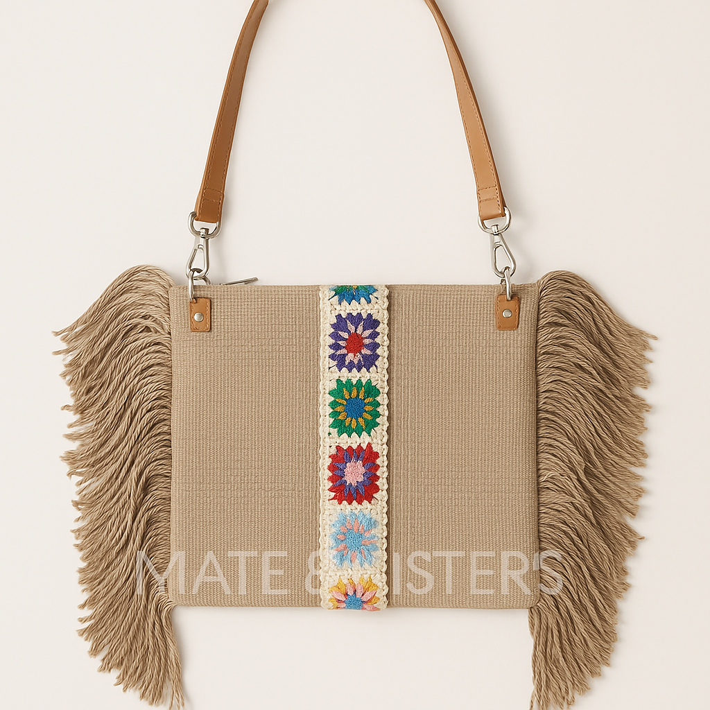 Bolso Boho con Flecos y Detalles Crochet 245002*