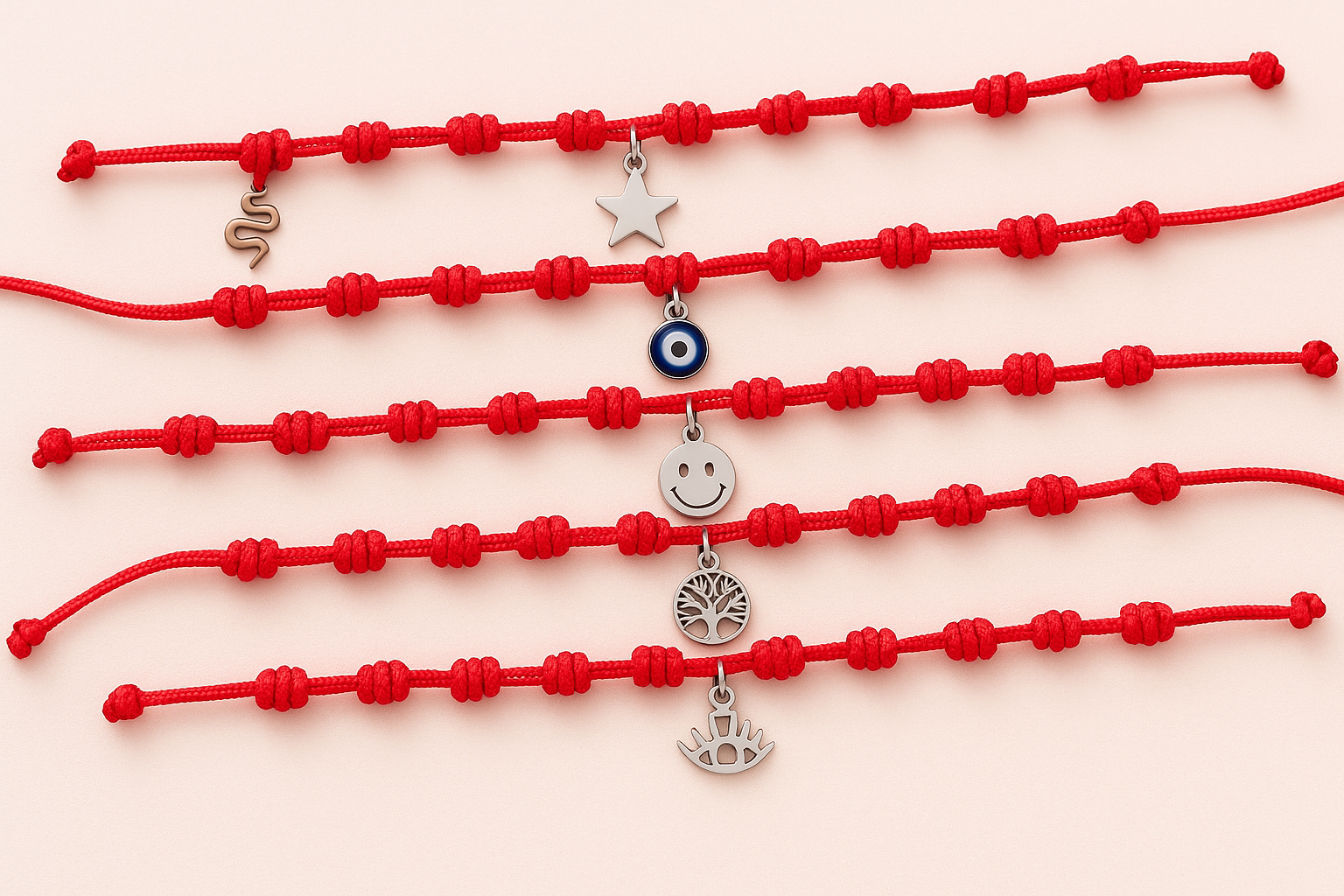 Pulseras de 7 Nudos con Colgantes Espirituales