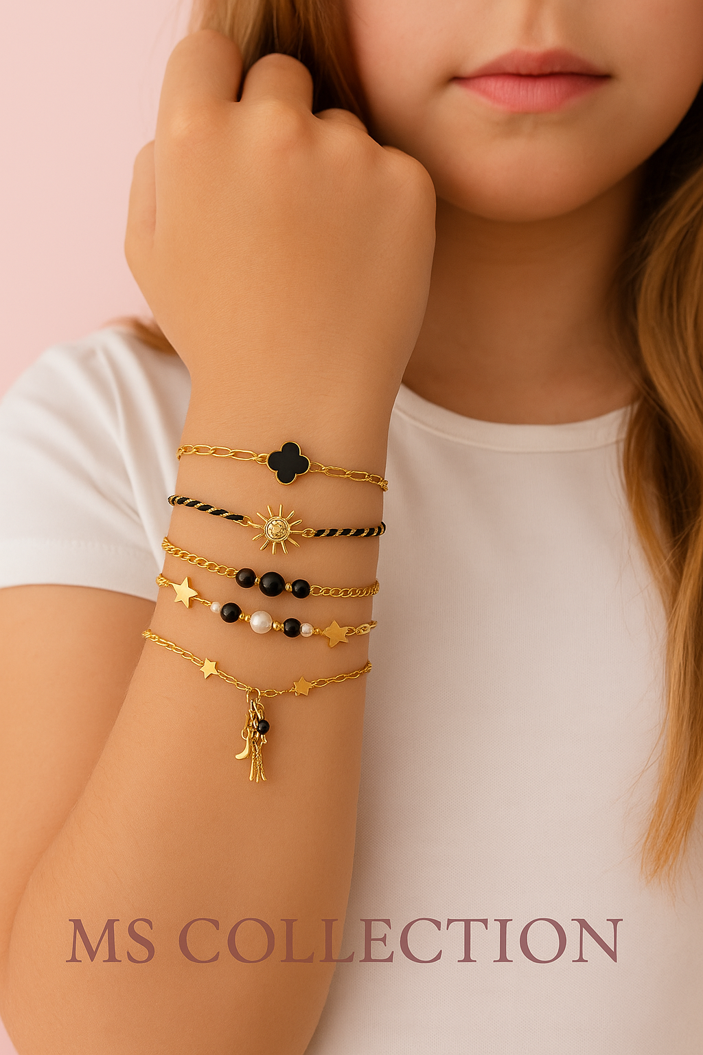 Pulseras de Acero- Diseño Elegante en Negro y Dorado *35614*