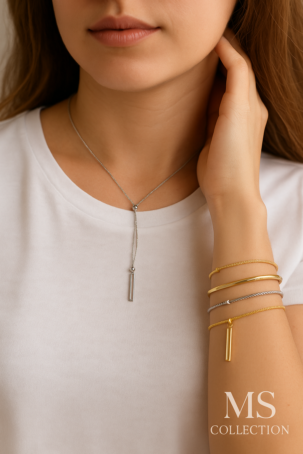 Collar Minimalista de Acero Inoxidable – Dorado y Plateado *35180*