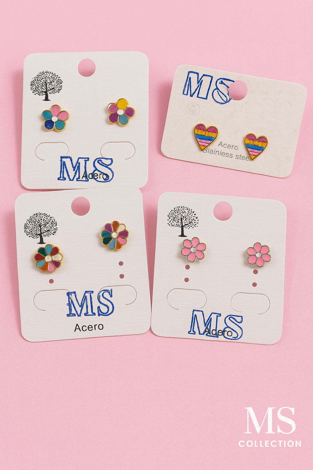 Pendientes de botón para niñas de acero inoxidable *35 100*