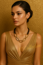 Collar Cadena Dorada con Eslabón Plateado