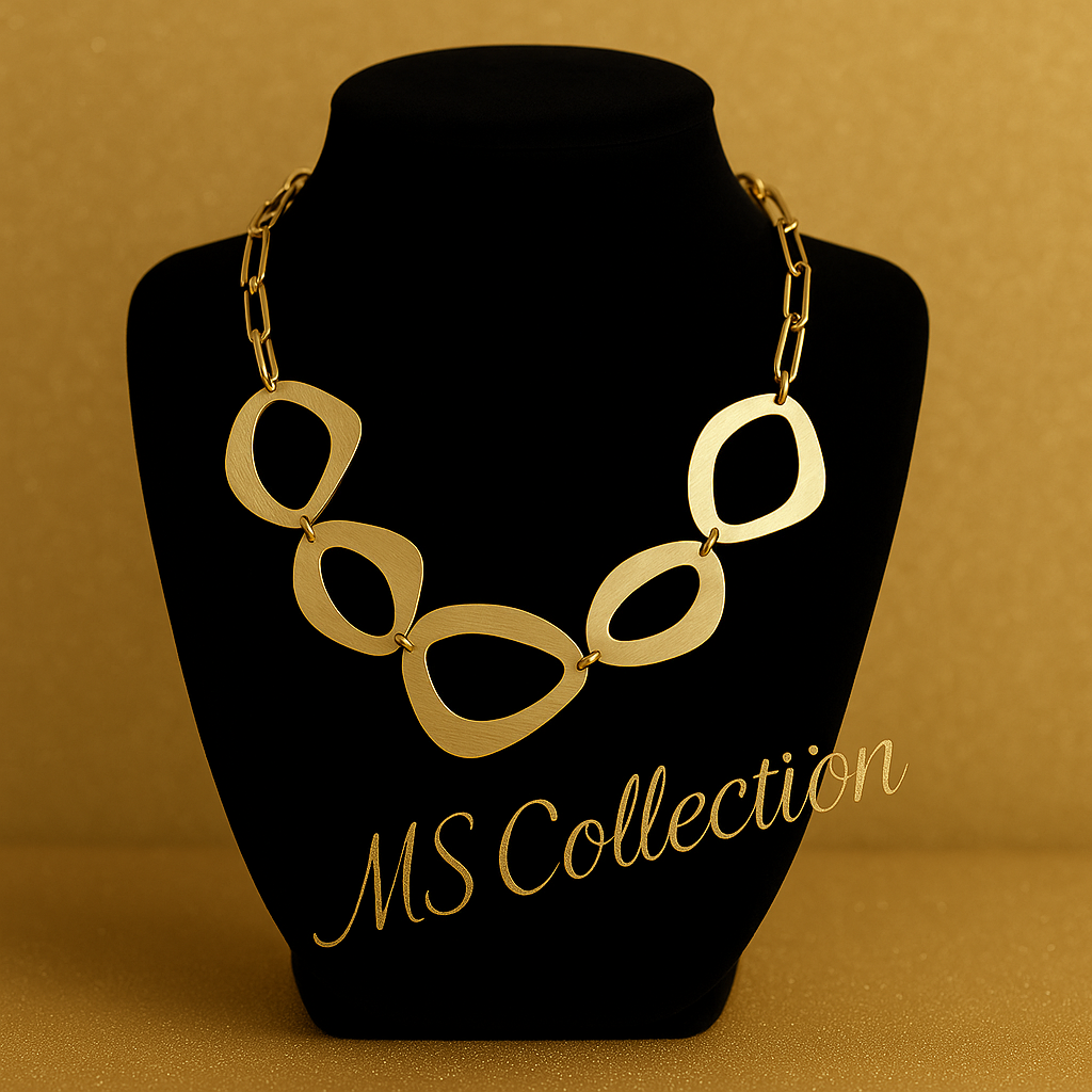 Collar Dorado con Diseño Orgánico en Zamak
