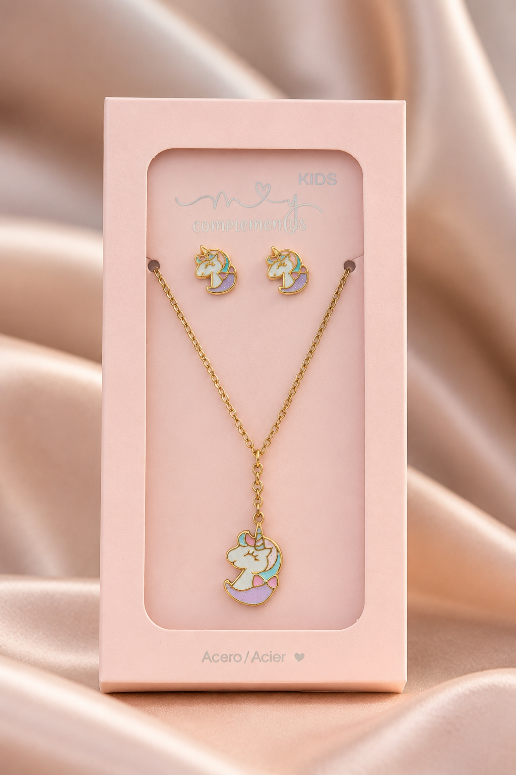 Collares de niña en acero inoxidable – Diseños divertidos y coloridos * ES1215*