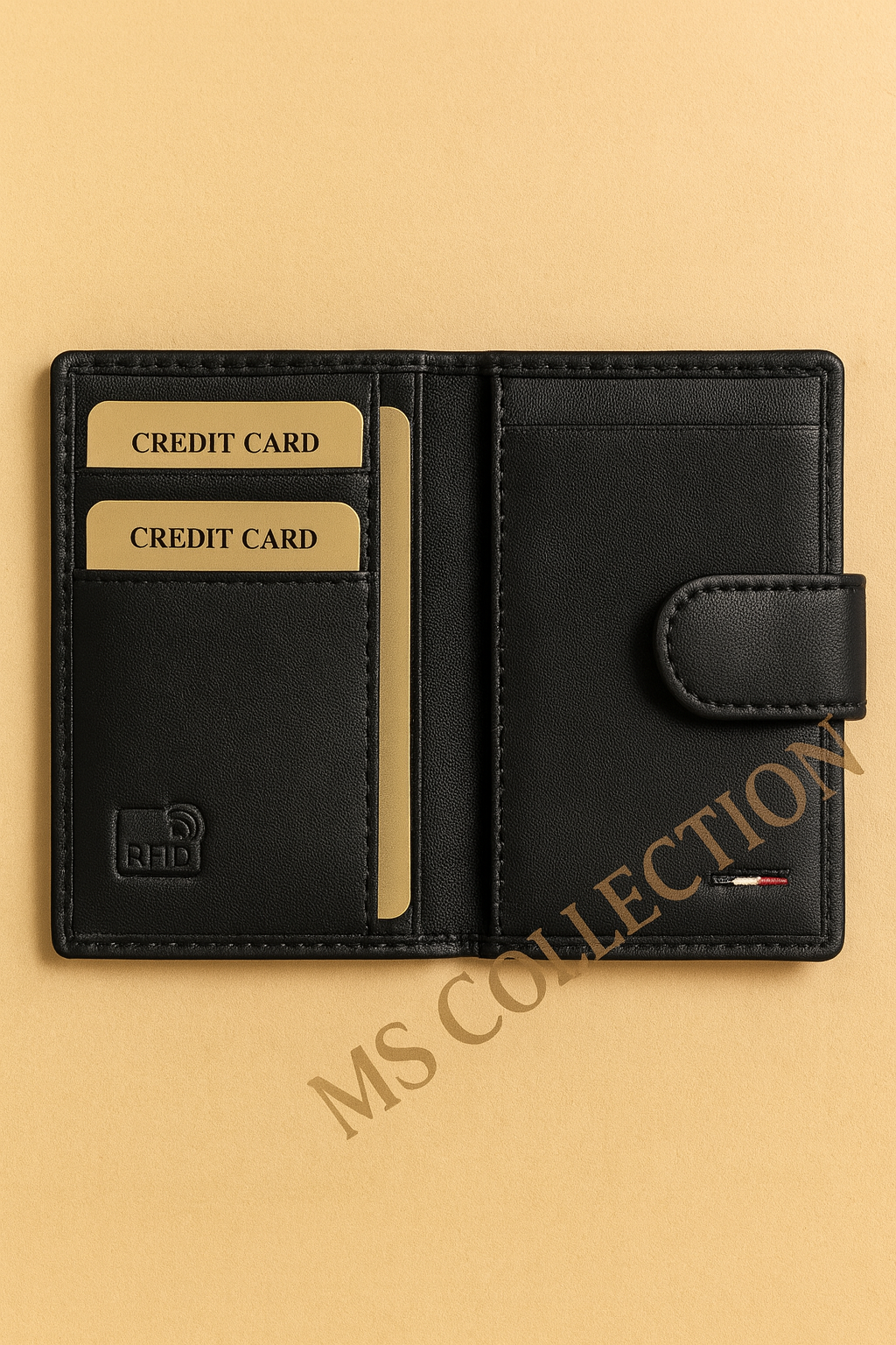 Billetera vertical RFID de cuero