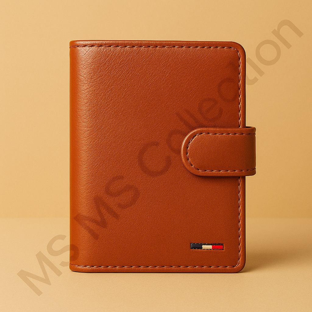 Billetera vertical RFID de cuero