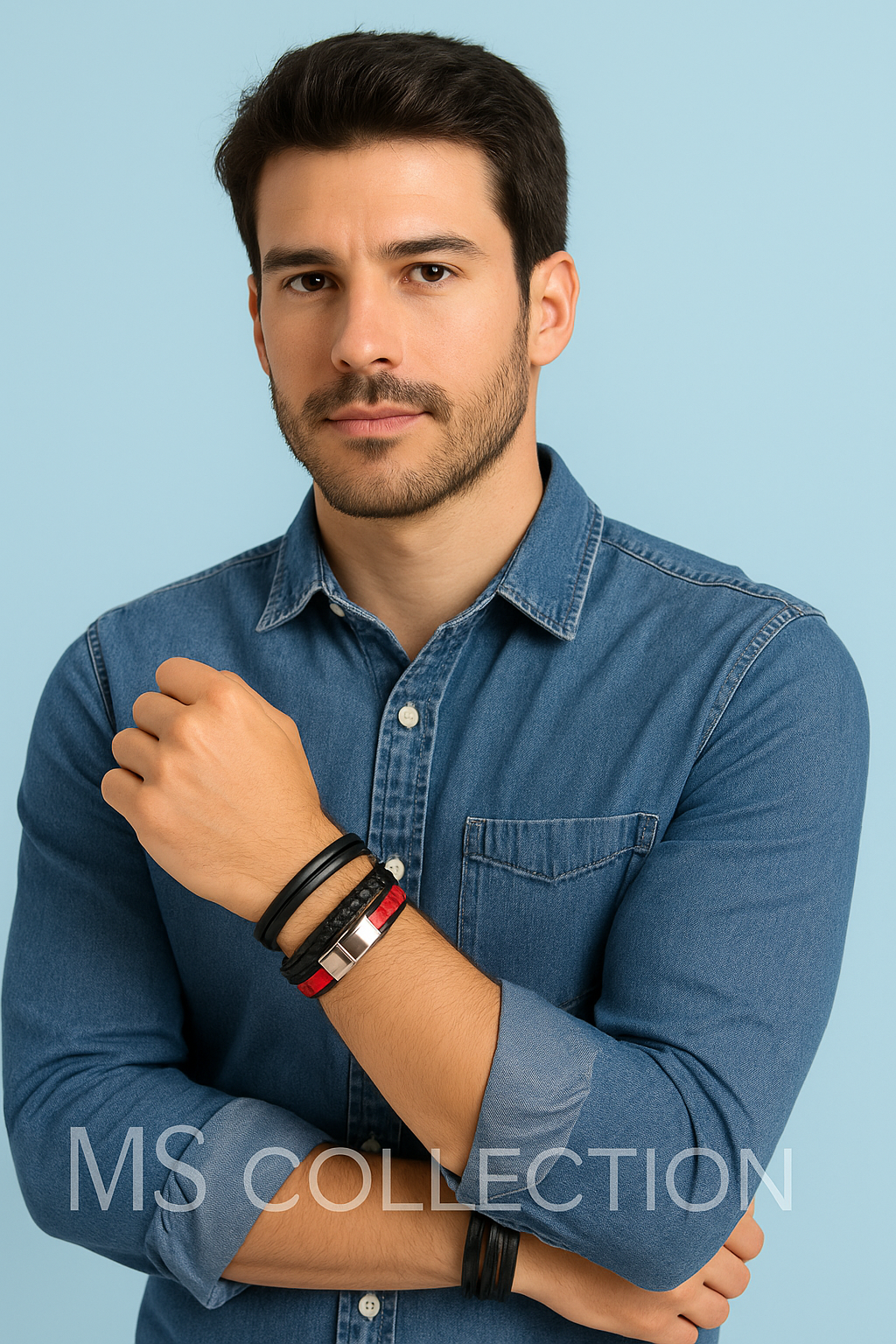 Pulsera de Cuero para Hombre con Cierre Magnético de Acero Inoxidable