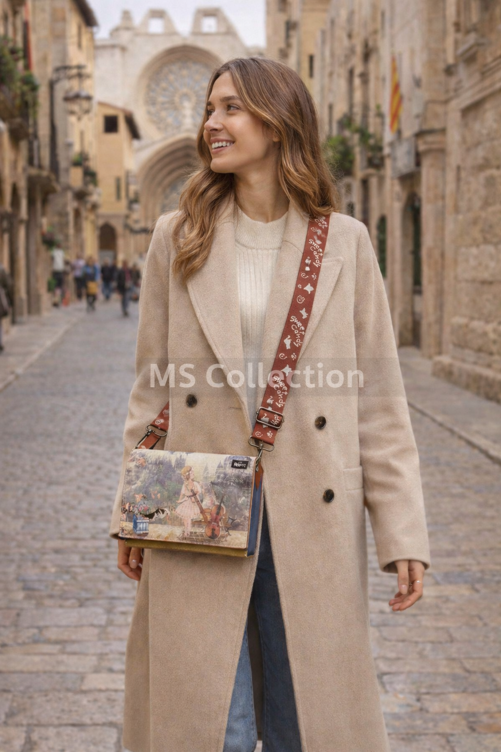 Bolso bandolera artístico con cartera incorporada RFID C-361