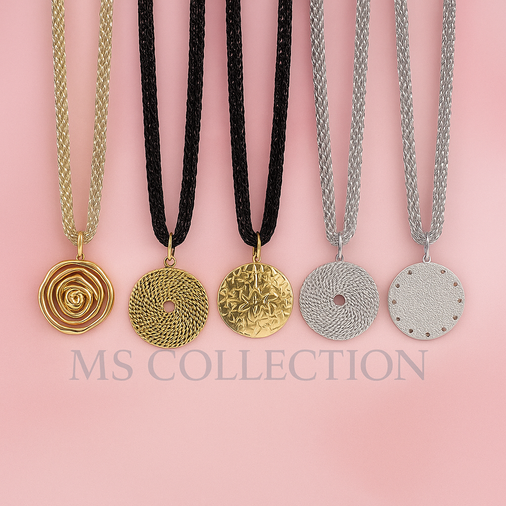 Collares de tela de malla metalizada hechos a mano👑📿