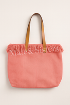 Bolso de Tela Veraniega 35×50 cm con Asas de Cuero *801713