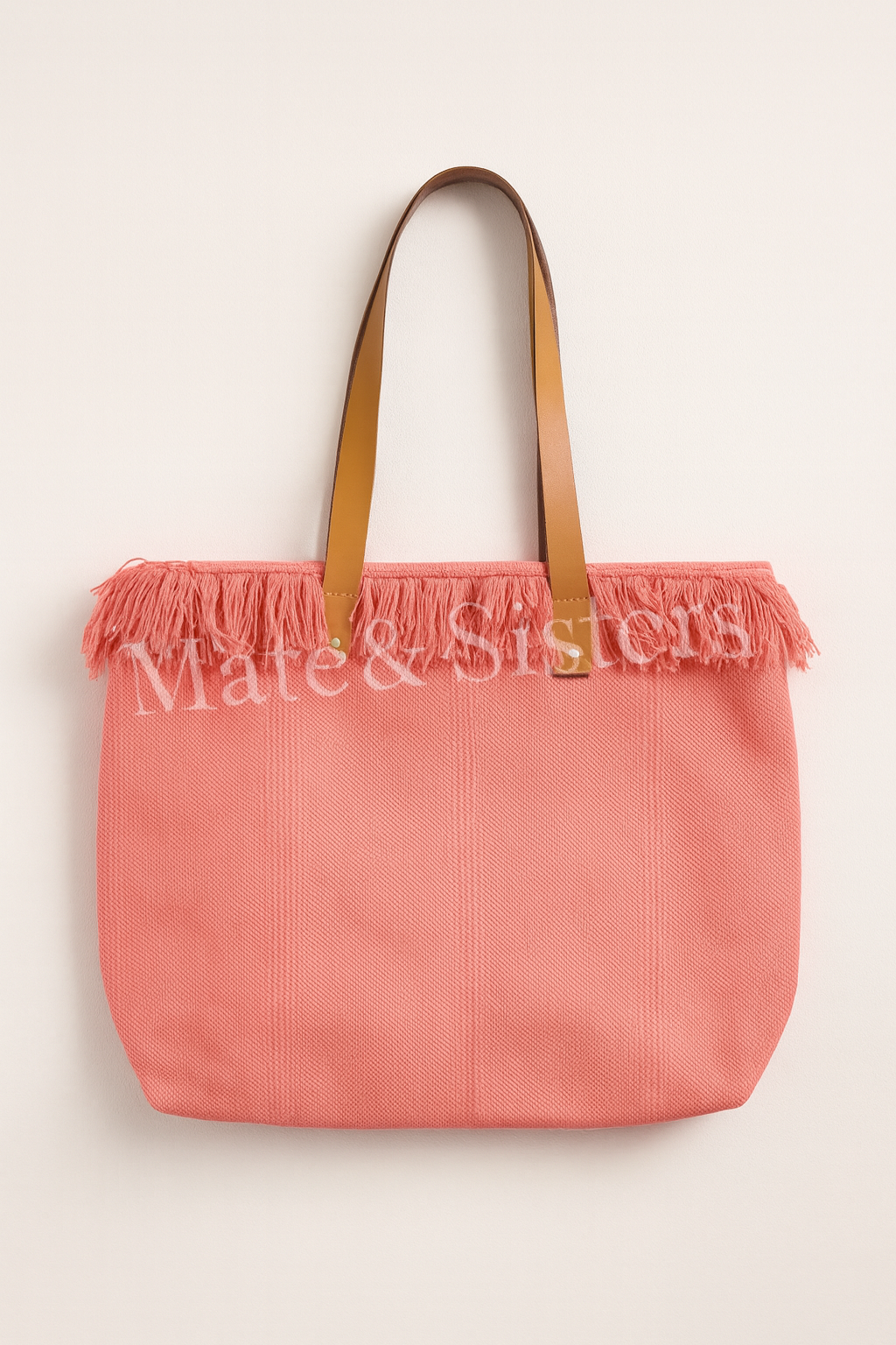 Bolso de Tela Veraniega 35×50 cm con Asas de Cuero *801713
