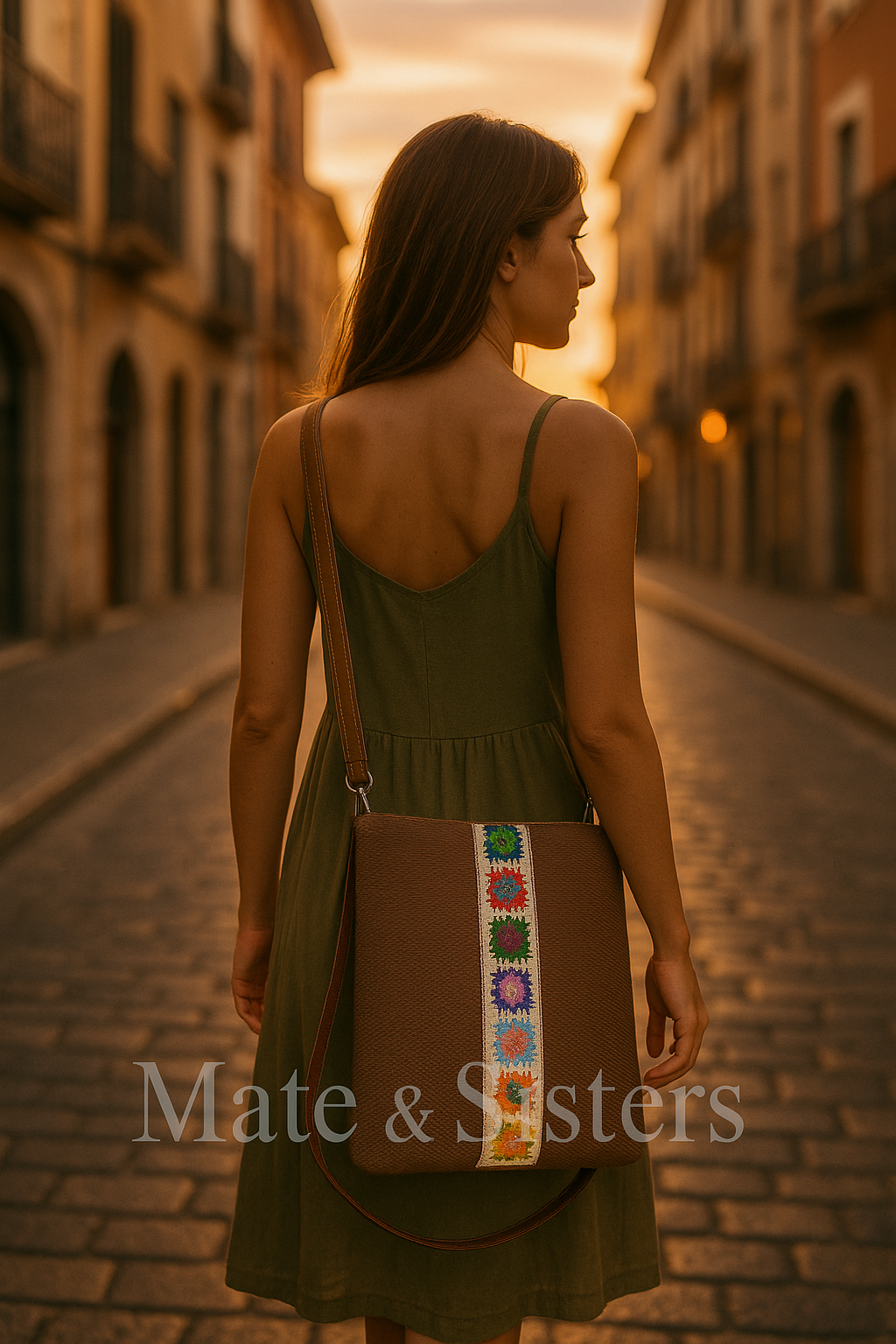 Bandolera Boho – Diseño Artesanal con Flores de Colores