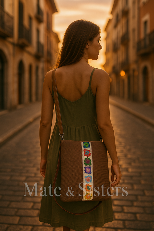 Bandolera Boho – Diseño Artesanal con Flores de Colores