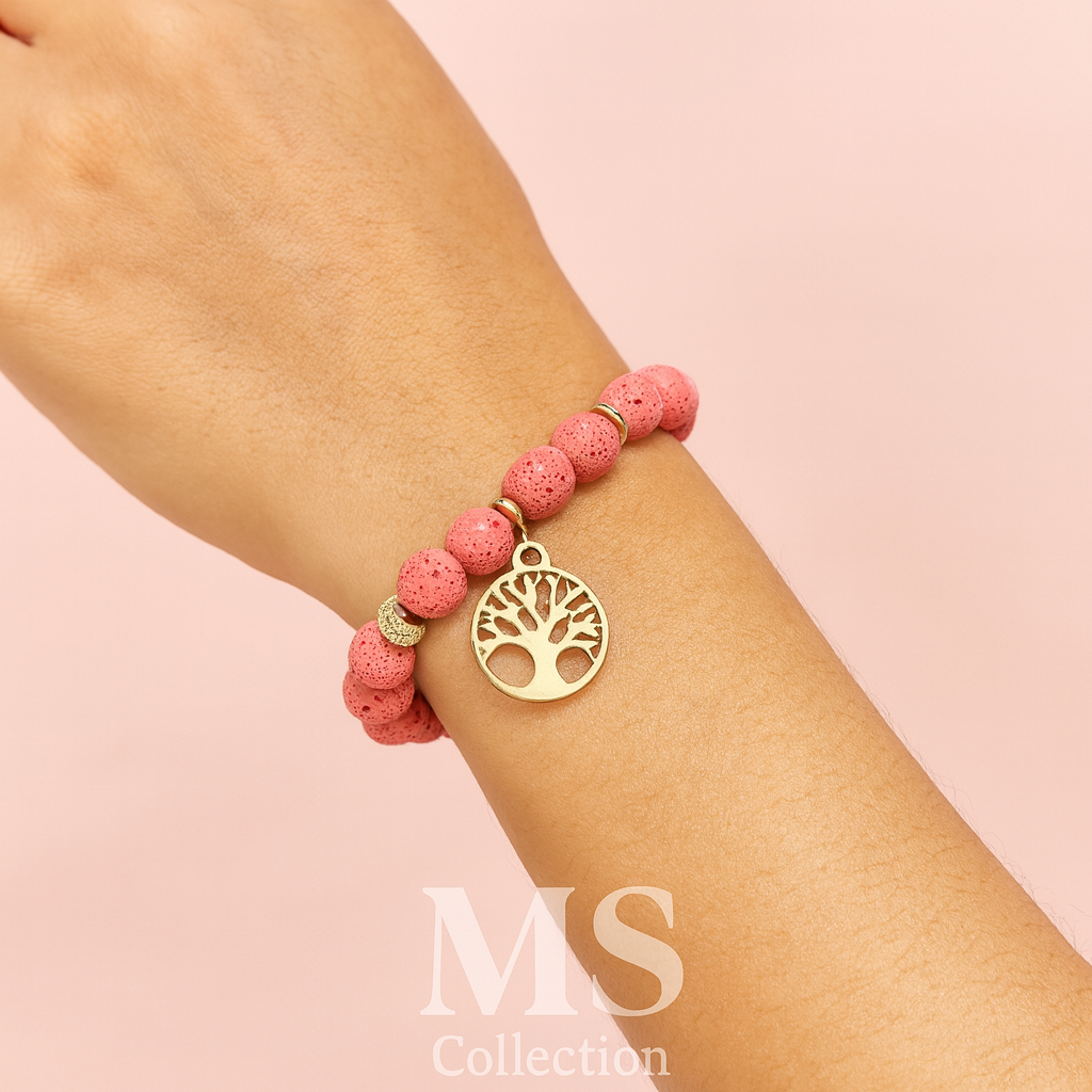Pulsera de Piedra Volcánica con Dijes – Energía y Estilo ✨