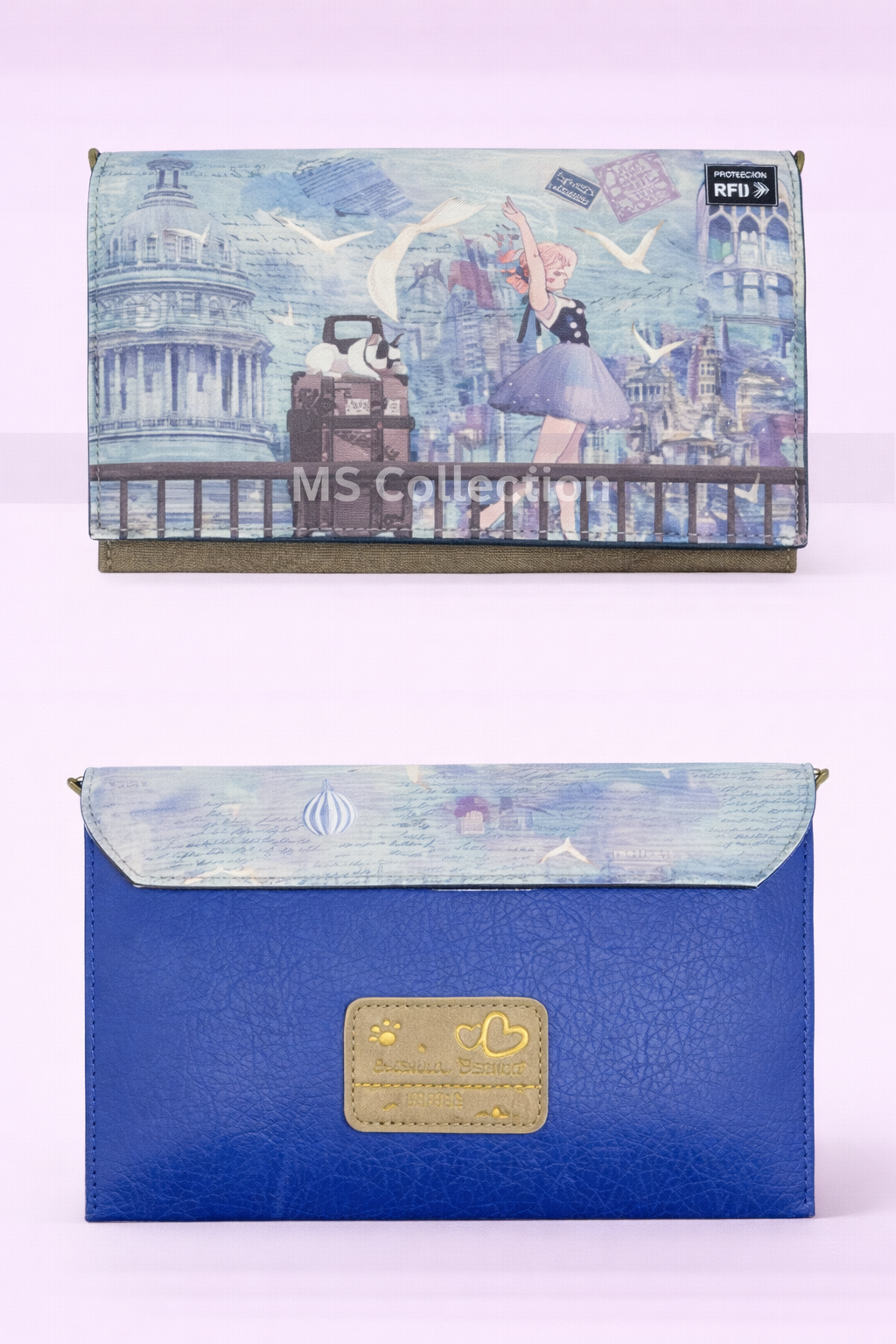 Bolso bandolera artístico con cartera incorporada RFID C-361