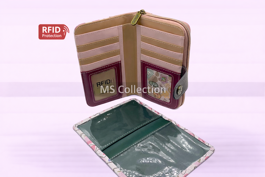 Cartera artística con cremallera y protección RFID C-061