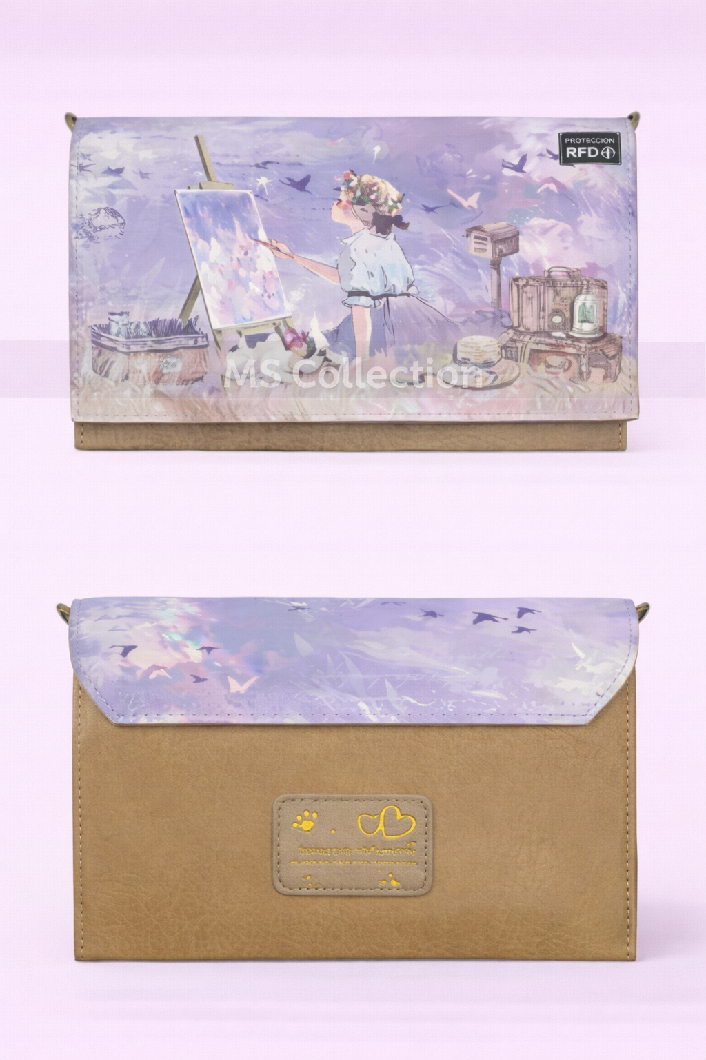 Bolso bandolera artístico con cartera incorporada RFID C-361