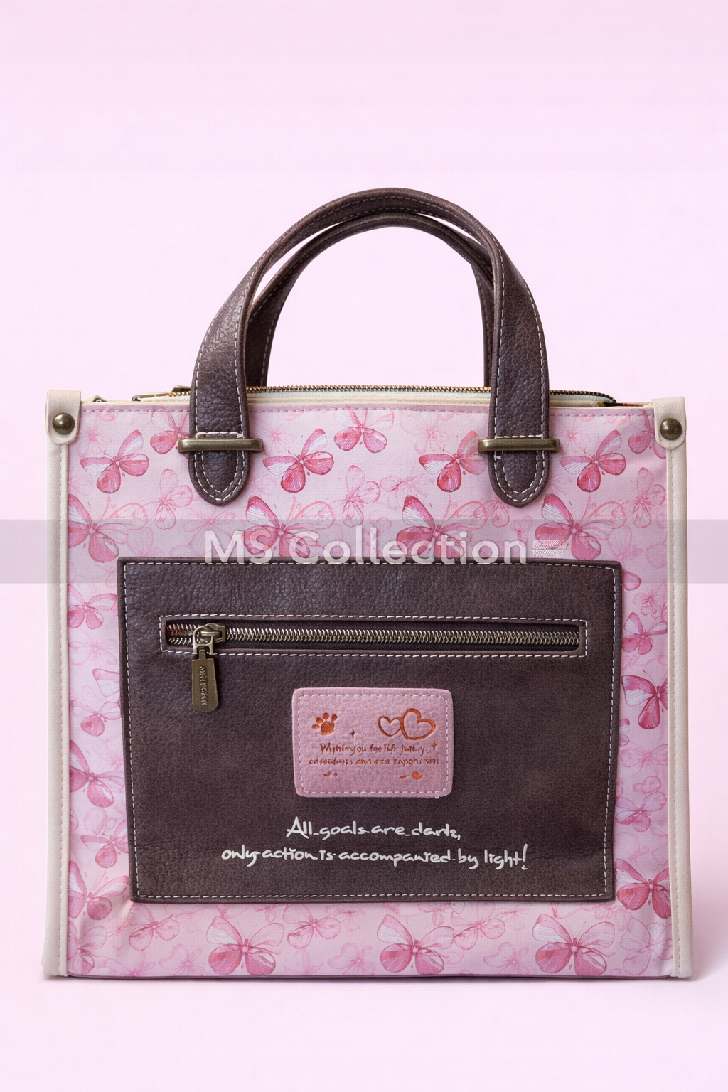 Bolso cuadrado con asas y diseño artístico C-272