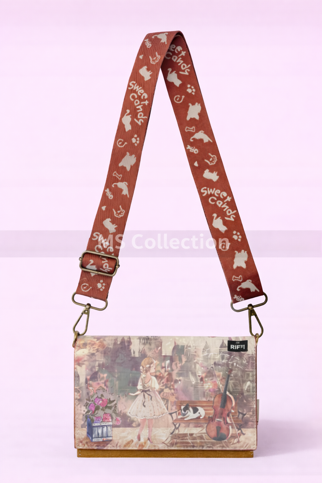 Bolso bandolera artístico con cartera incorporada RFID C-361